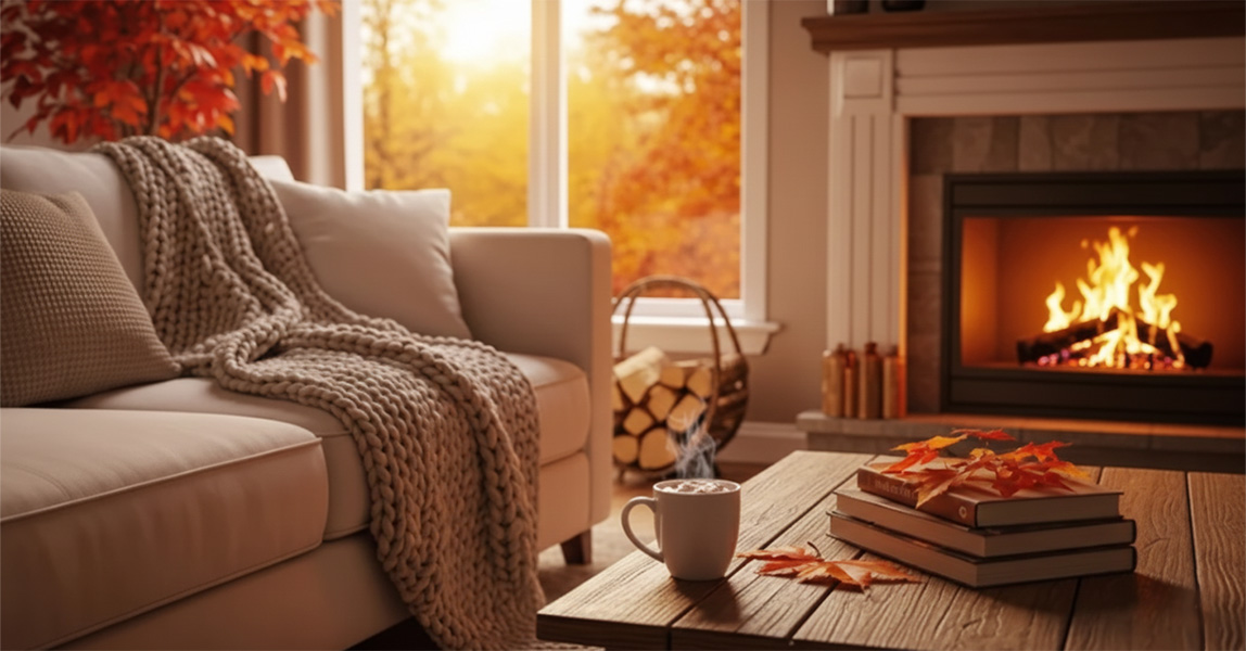Уютная гостиная с камином